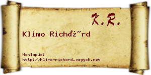 Klimo Richárd névjegykártya